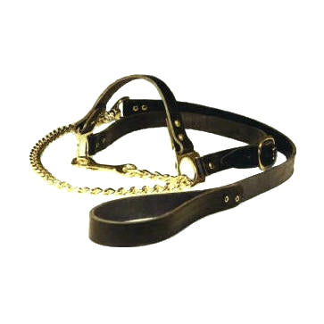 Produkte Inspektionshalfter mit Kette aus schwarzem Leder und rosa