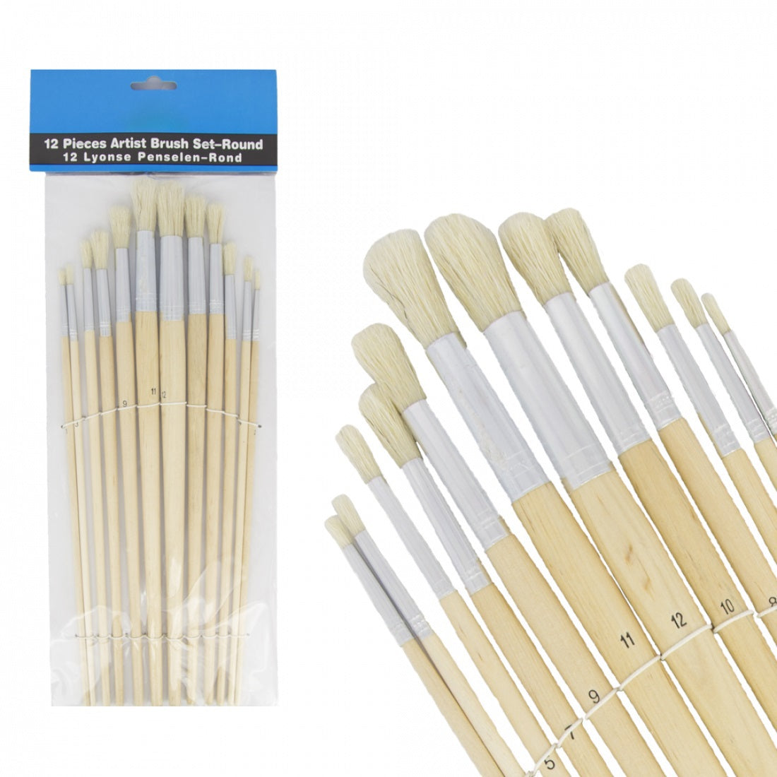 Malerpinsel-Set rund, 12-teilig