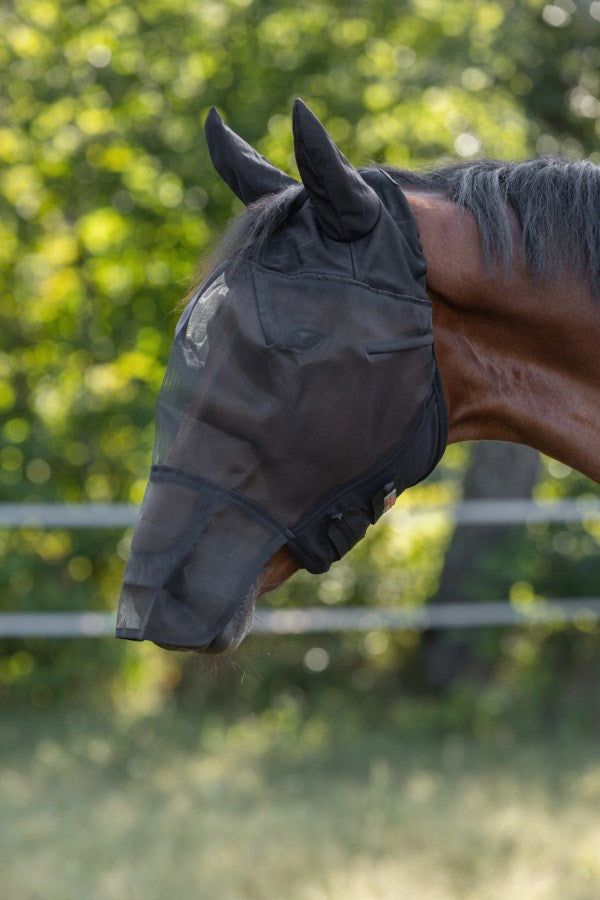 Fliegenmaske mit vollständigem Ohren- und Nasenschutz