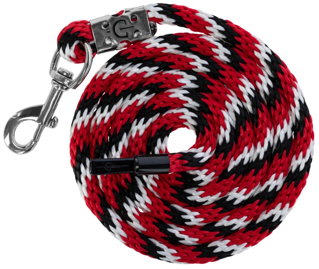 Halfterstrick Mustang Karabinerhaken rot-schwarz-weiß