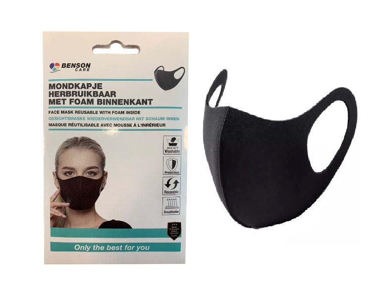 Mund-Nasen-Maske wiederverwendbar, schwarz, modisch