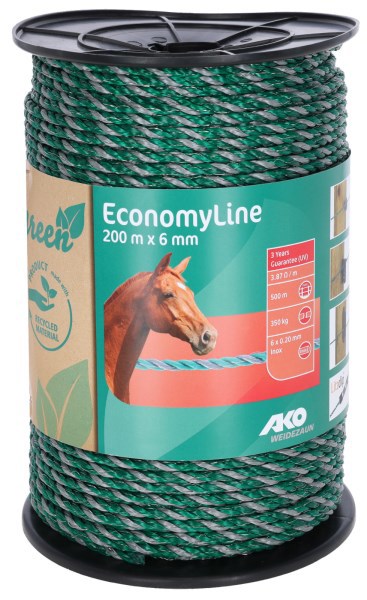 Ako Kordel Economyline 200m 6mm grün grau 6x02mm recy