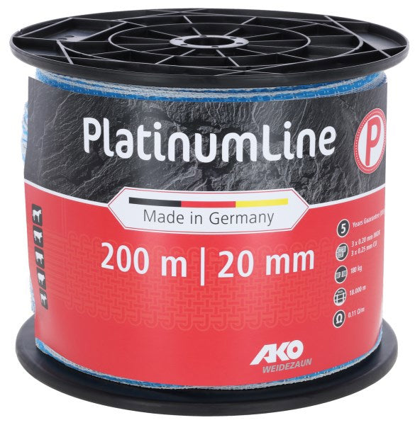Ako Platinumline Schreckband 20 mm Weiß-Blau 200 m