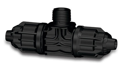 Produkte T-Stück 90 PP 16 mm q J x3 4 männlich dr 6 bar schwarz V Bewässerungsschlauch