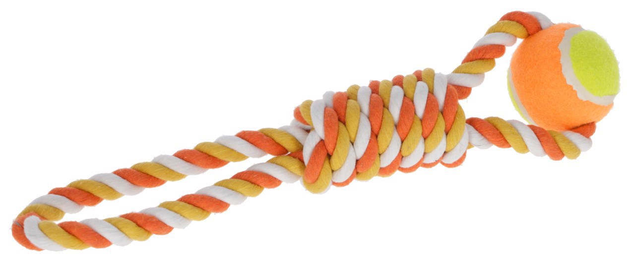 Ball an Schnur 37 cm orange Baumwolle
