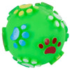 Vinylball mit Pfotenabdruck 10 cm mit Quietscher, farblich sortiert