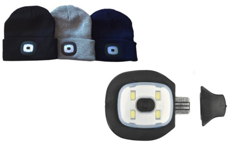 Produkte Kommandomütze gestrickt einfarbig mit wiederaufladbarer LED-Lampe