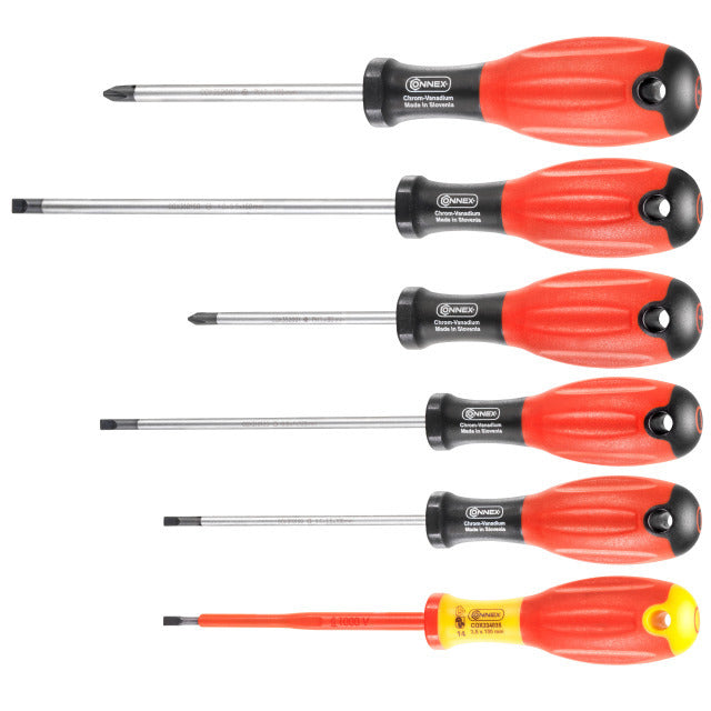 Connex Flachkreuzschraubendreher-Set 6-teilig