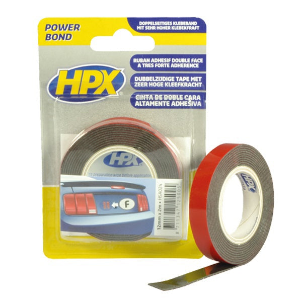 Hpx doppelseitiges Acrylklebeband HSA Powerbond Anthrazit 12 mm x 2 m