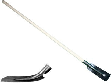 Die weiße Kabelschaufel ist 12 cm breit und hat einen 130 cm langen Knaufstiel