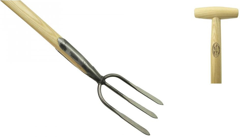 Die weiße Gartengabel mit 3 Zinken und Eschenstiel, 900 mm, entweißt