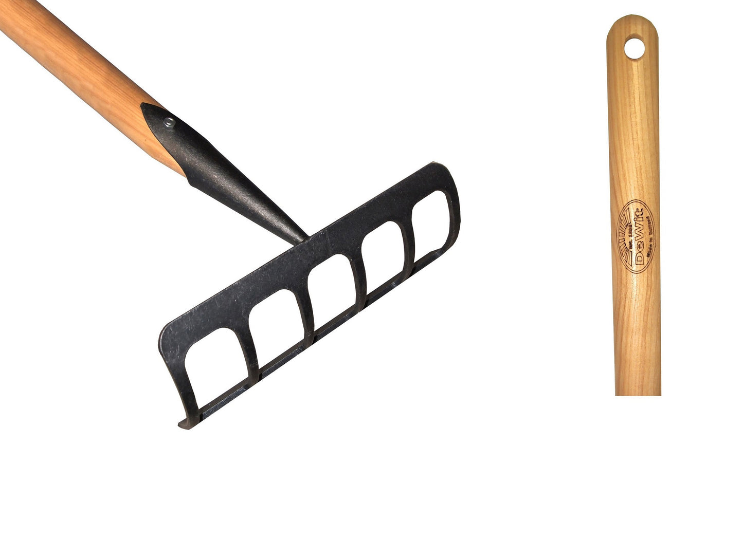 Der weiße Hackrechen 20cm mit Stiel 170cm dewit