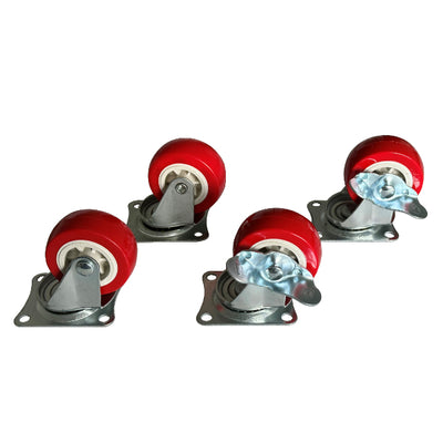 Mm-Lenkrollen-Set 2x Lenkrolle 2x Lenkrolle mit Bremse rot 50