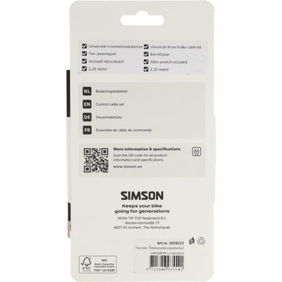 Simson Trommelbremskabelsatz komplett universal aus schwarzem Edelstahl