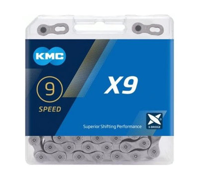 KMC X9 Grey Fahrradkette, 114 Glieder, 9-fach, grau