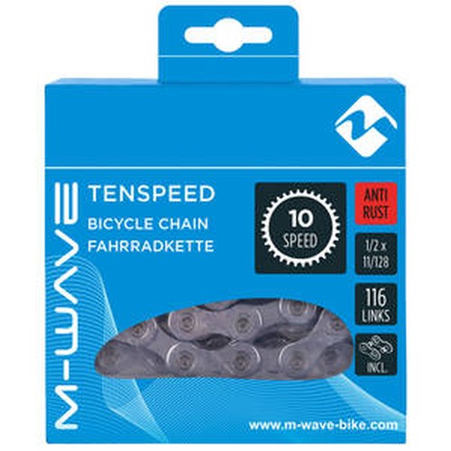 M-Wave-Halskette 10-Gang, 1 2x11 128 116L Silber-Mantel (Hanging-Paket)