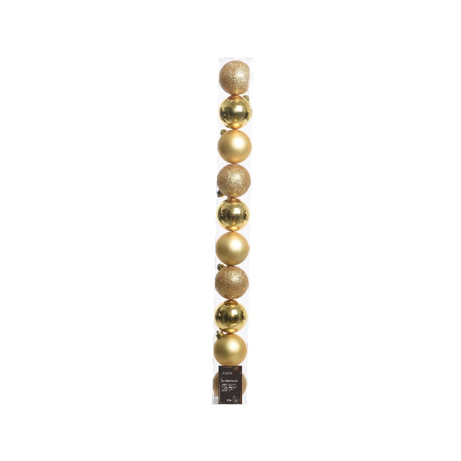 Decoris Weihnachtskugeln 6cm Kunststoff Gold 10 Stk