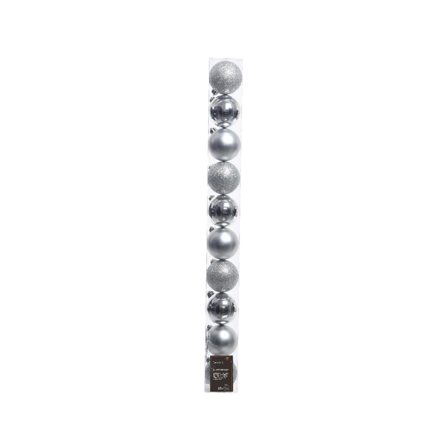 Decoris Weihnachtskugeln 6cm Kunststoff Silber 10 Stk