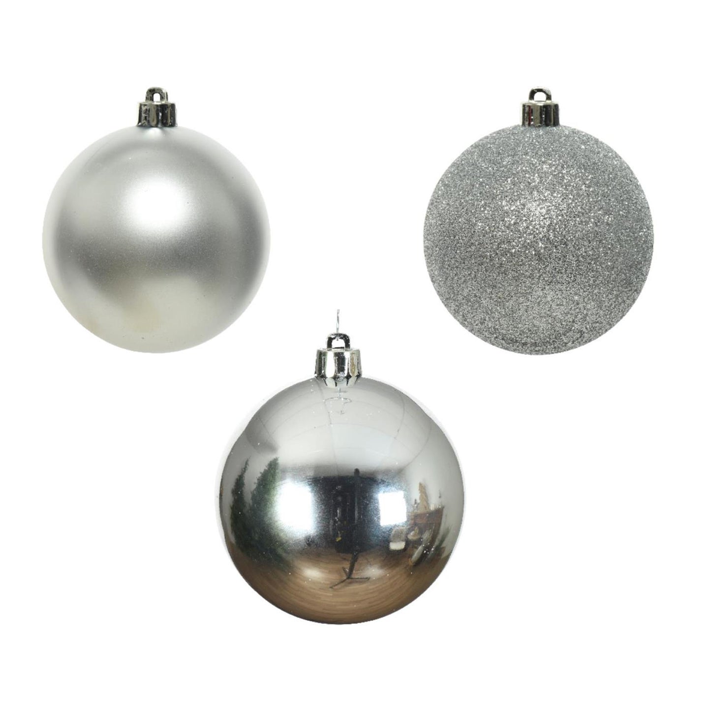 Decoris Weihnachtskugeln 6cm Kunststoff Silber 10 Stk