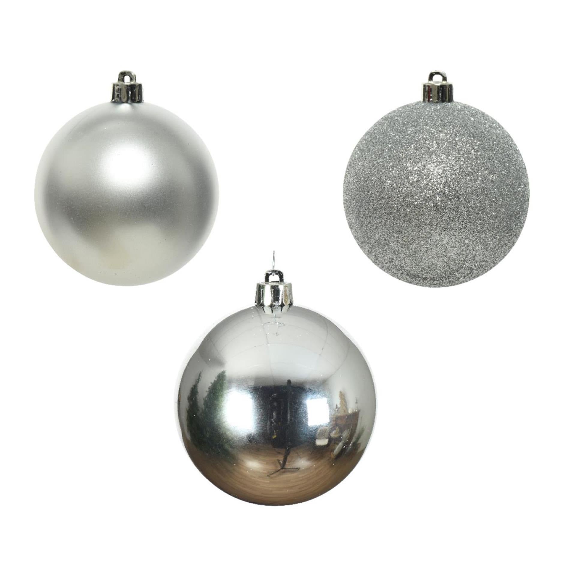 Decoris Weihnachtskugeln 6cm Kunststoff Silber 10 Stk