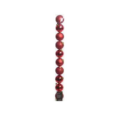 Decoris Weihnachtskugeln 6cm Kunststoff rot 10 Stk