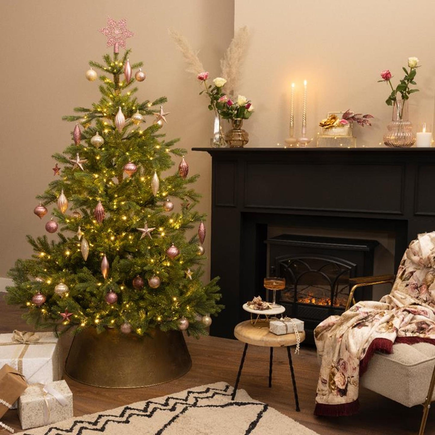 Decoris Weihnachtskugel-Set Kunststoff 60 Stück rosa