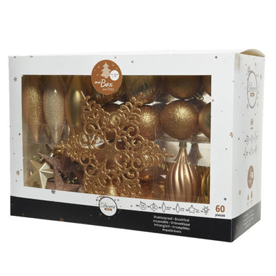Decoris Weihnachtskugel-Set Kunststoff 60 Stück Gold