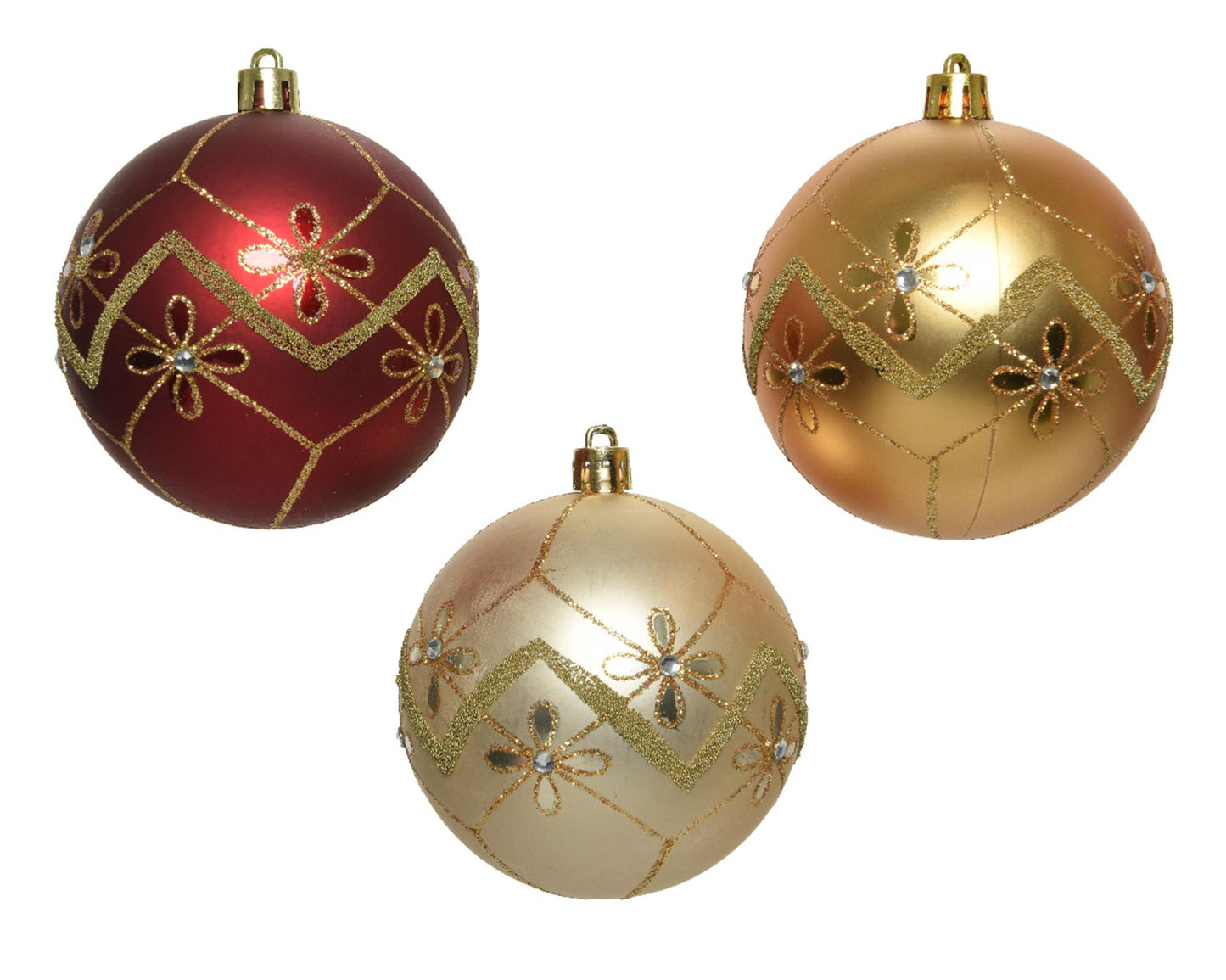 Decoris Weihnachtskugeln Mix 12 Stück Perlgold Rot