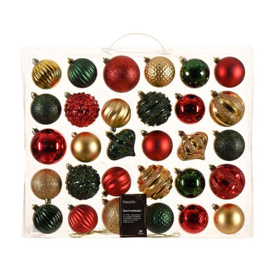 Decoris Weihnachtskugeln Kunststoff 30 Stk.traditionell
