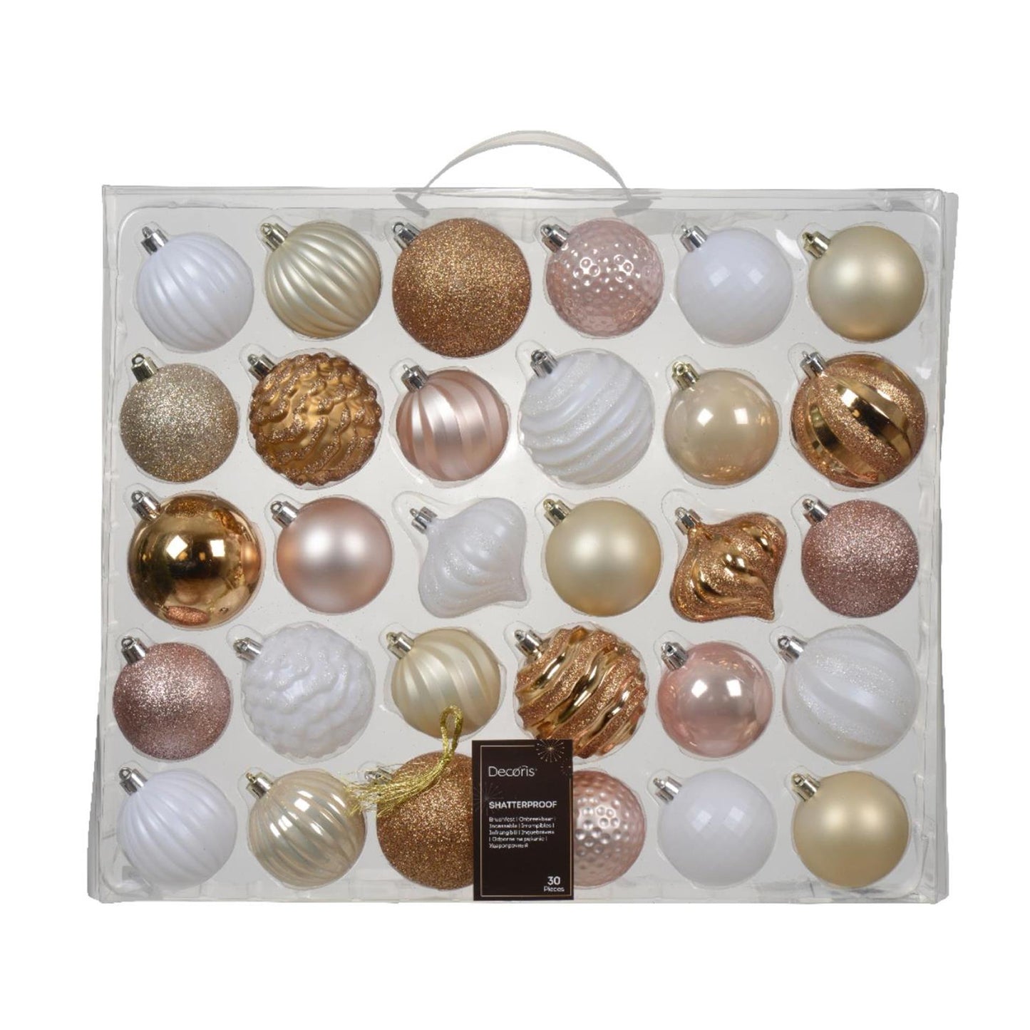 Decoris Weihnachtskugel Kunststoffmix rosa 30-teilig