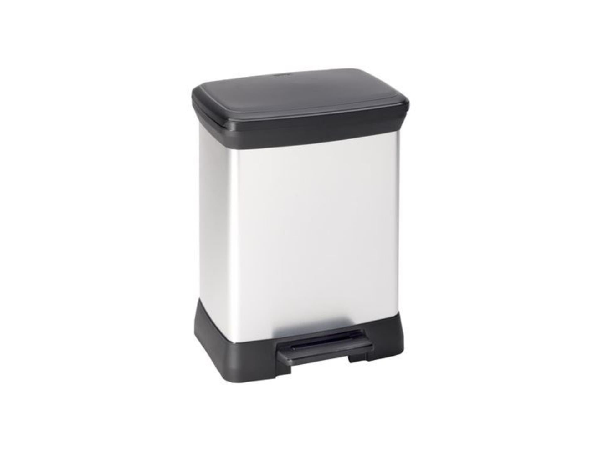 Curver Curver Pedal Bin Deco rechteckig 30 l Silberfarbe