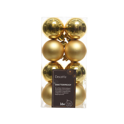 Decoris Weihnachtskugeln Kunststoff Gold Durchmesser 4cm 16St
