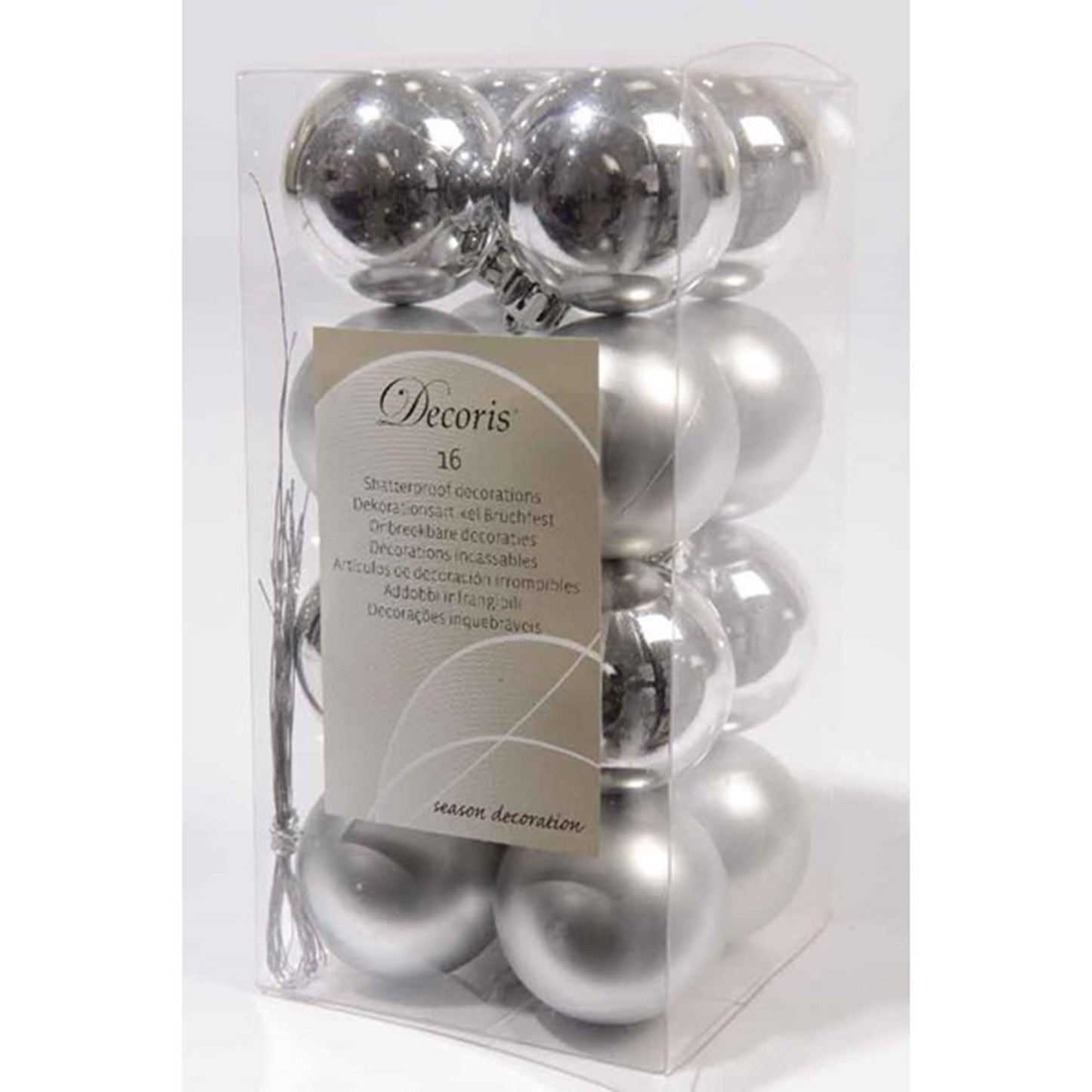Decoris Weihnachtskugeln Silber 40mm 16 Stück
