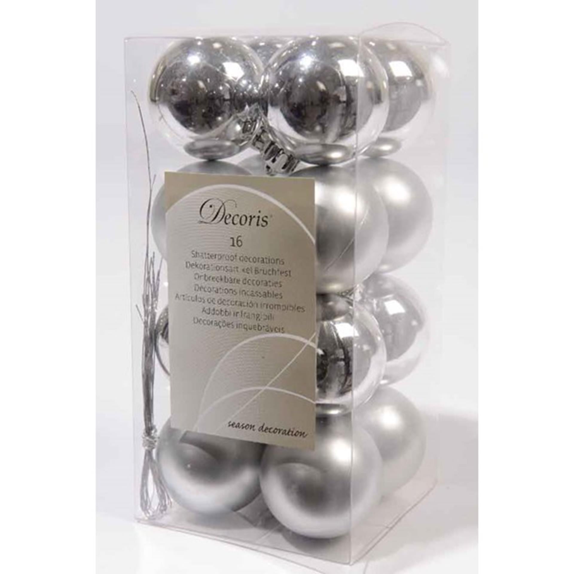 Decoris Weihnachtskugeln Silber 40mm 16 Stück