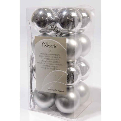 Decoris Weihnachtskugeln Silber 40mm 16 Stück