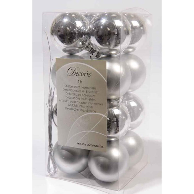 Decoris Weihnachtskugeln Silber 40mm 16 Stück