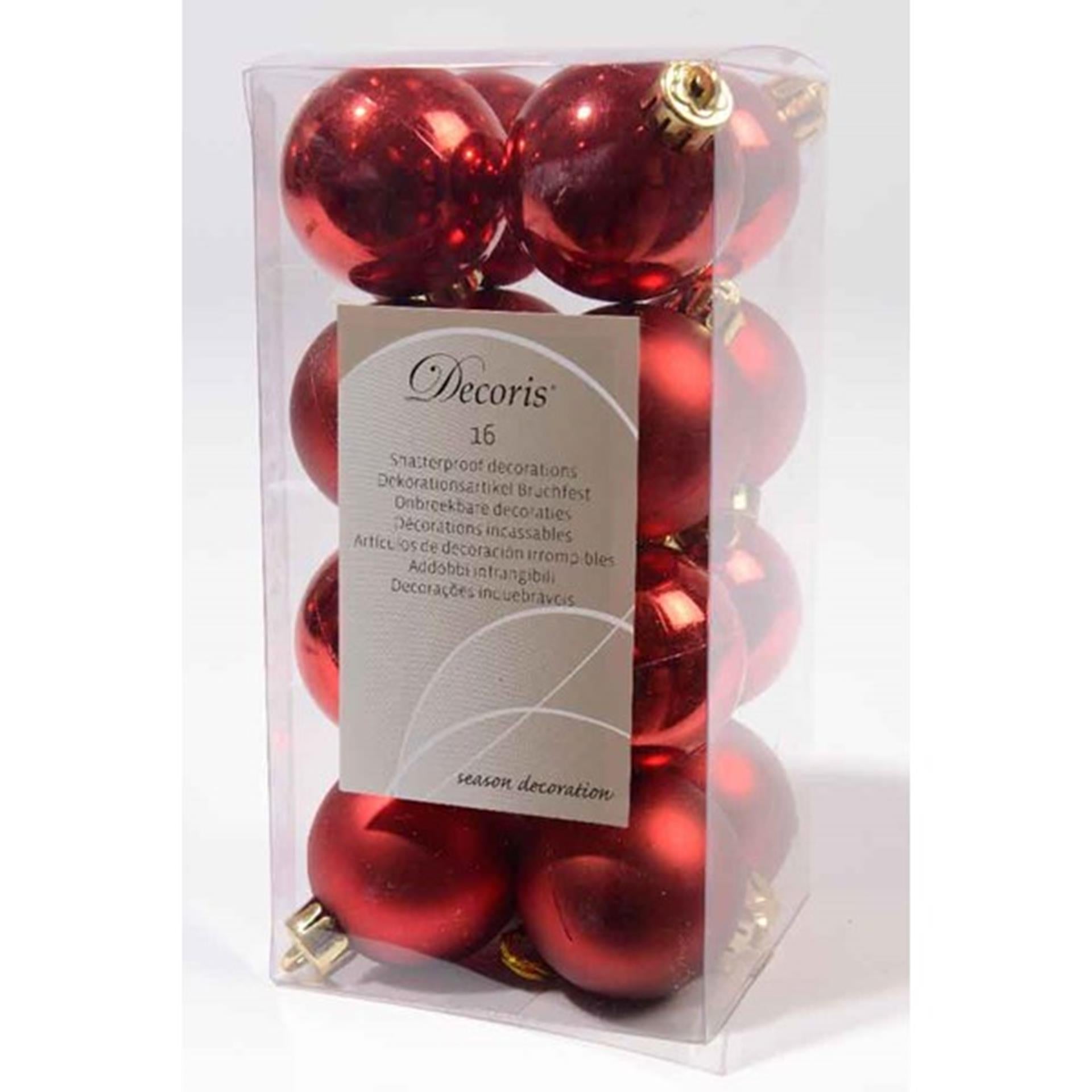 Decoris Weihnachtskugeln Kunststoff 4cm Weihnachten rot 16St