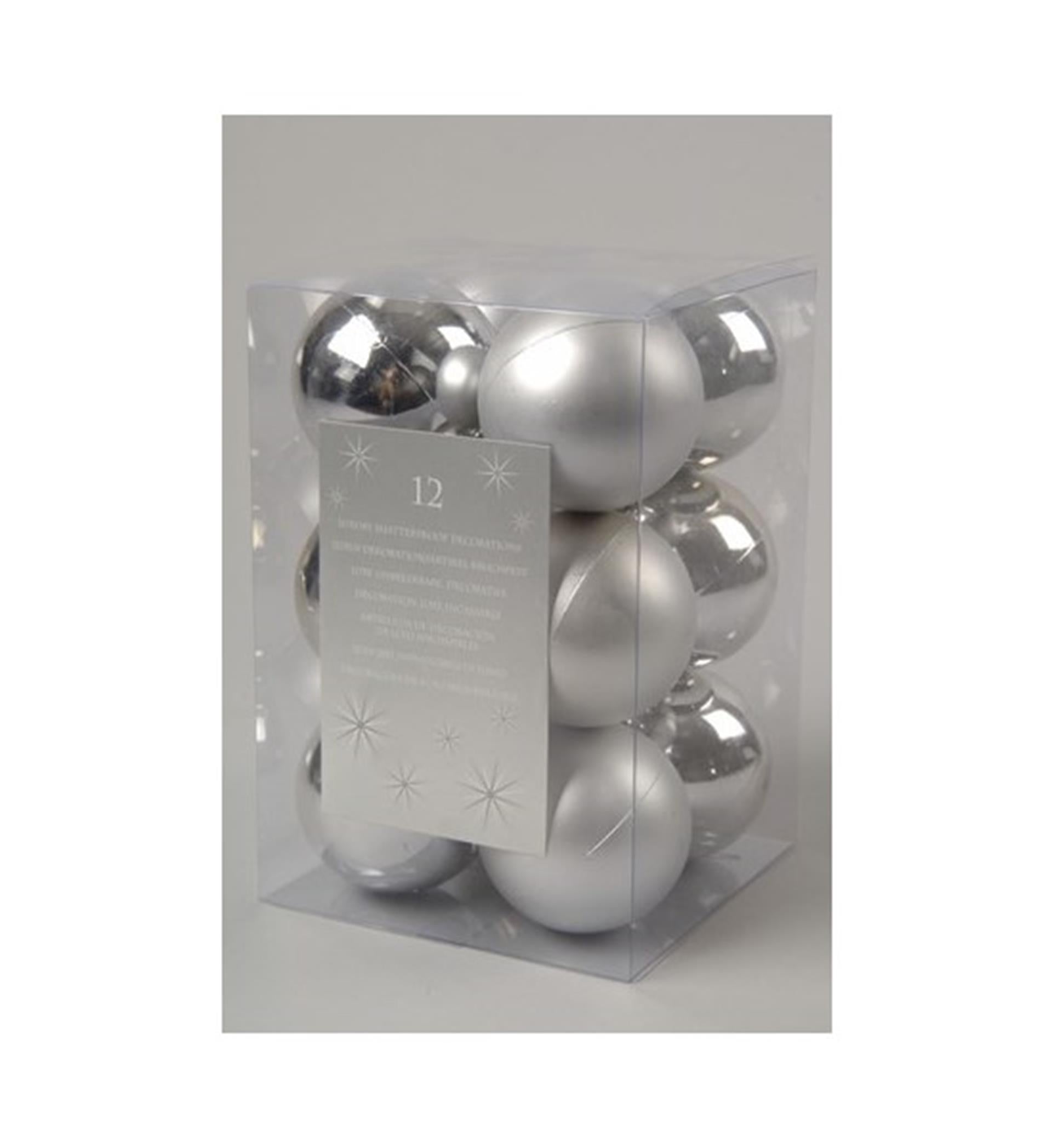Decoris Weihnachtskugeln Kunststoff 6cm Weihnachten silber