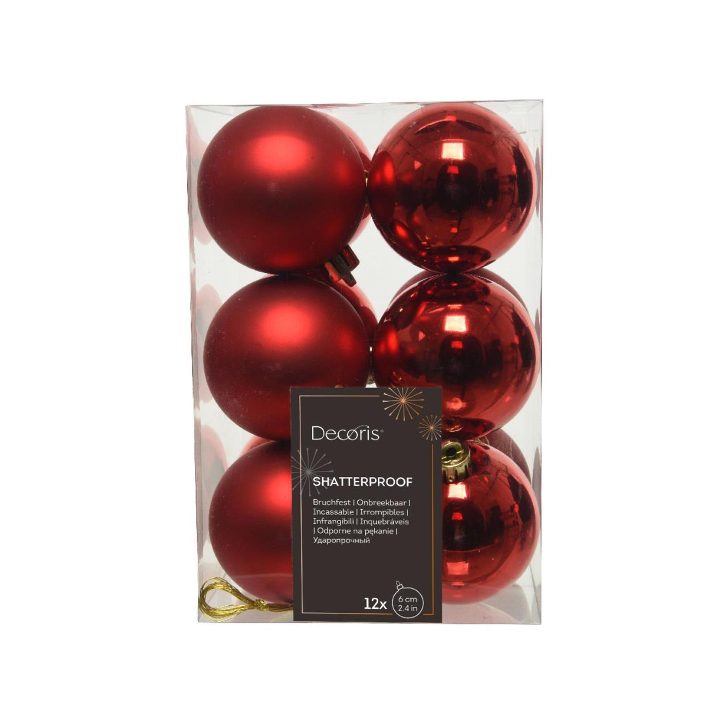 Decoris Weihnachtskugeln Kunststoff rot Durchmesser 6cm 12St