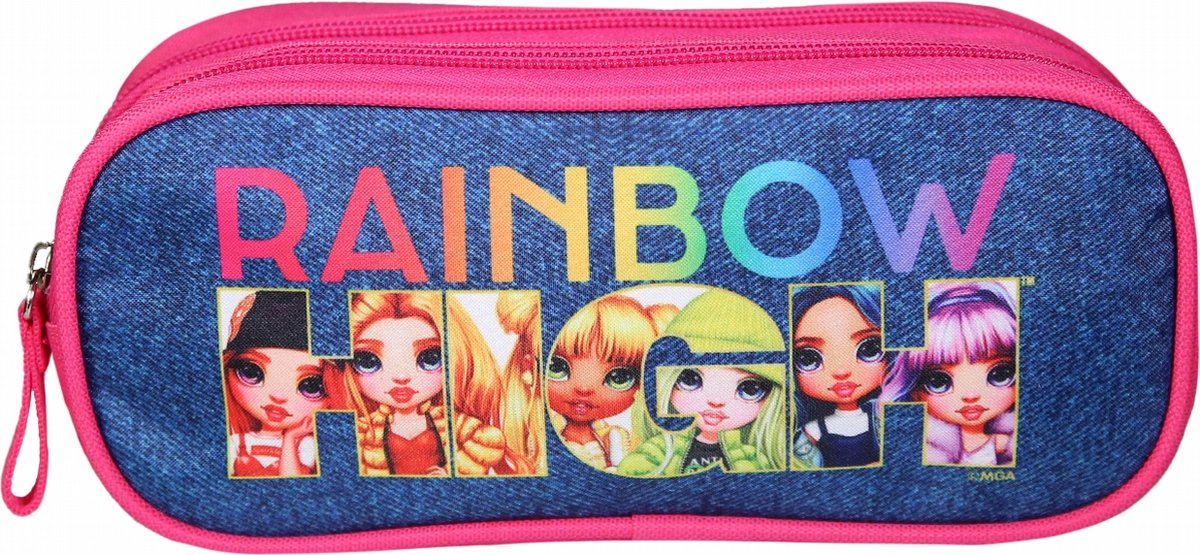 Jim Jam Regenbogen-Stiftetui 23x7x10 cm, 2 Reißverschlussfächer