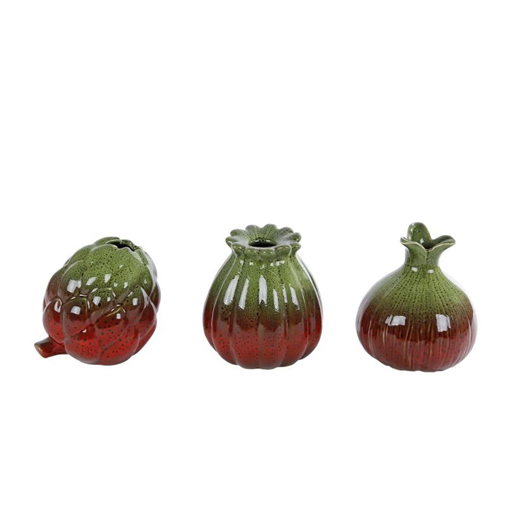 Cozydecor Vase pflanzlich grün rot Steingut