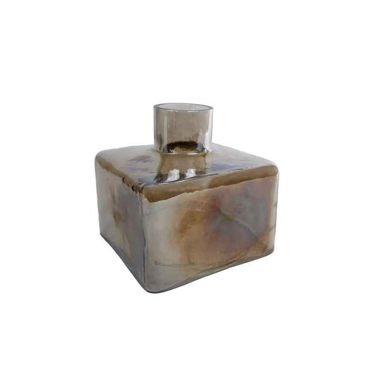 Cozydecor Vase quadratisches braunes Glas 17x17x15cm