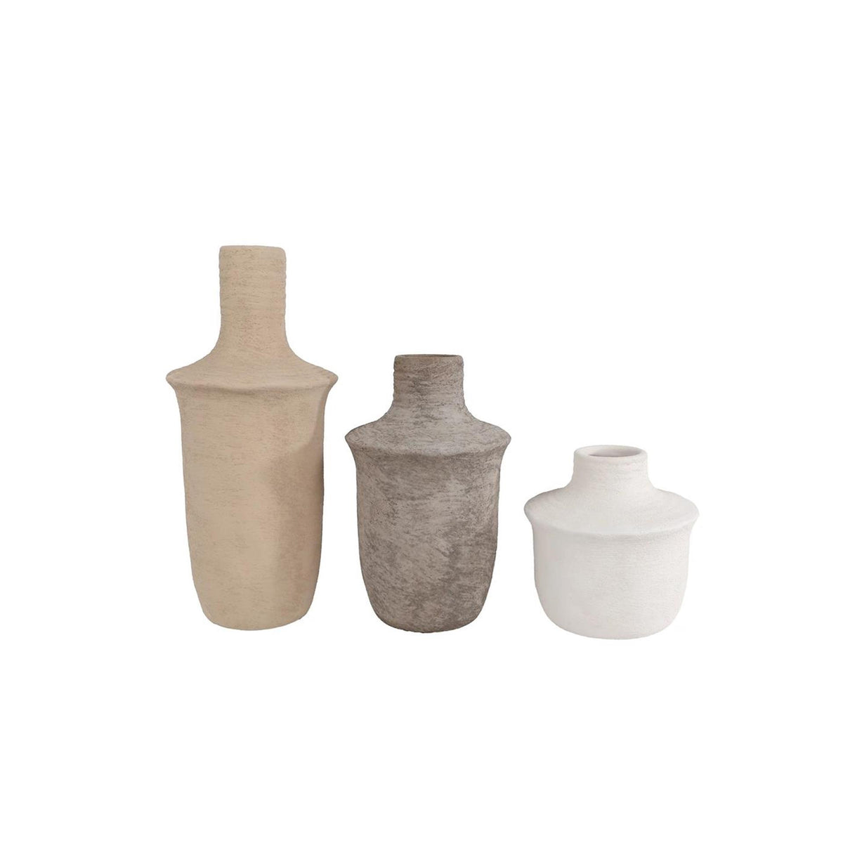 Vase Jae, 3-teilig, hellbraun, grau, weiß