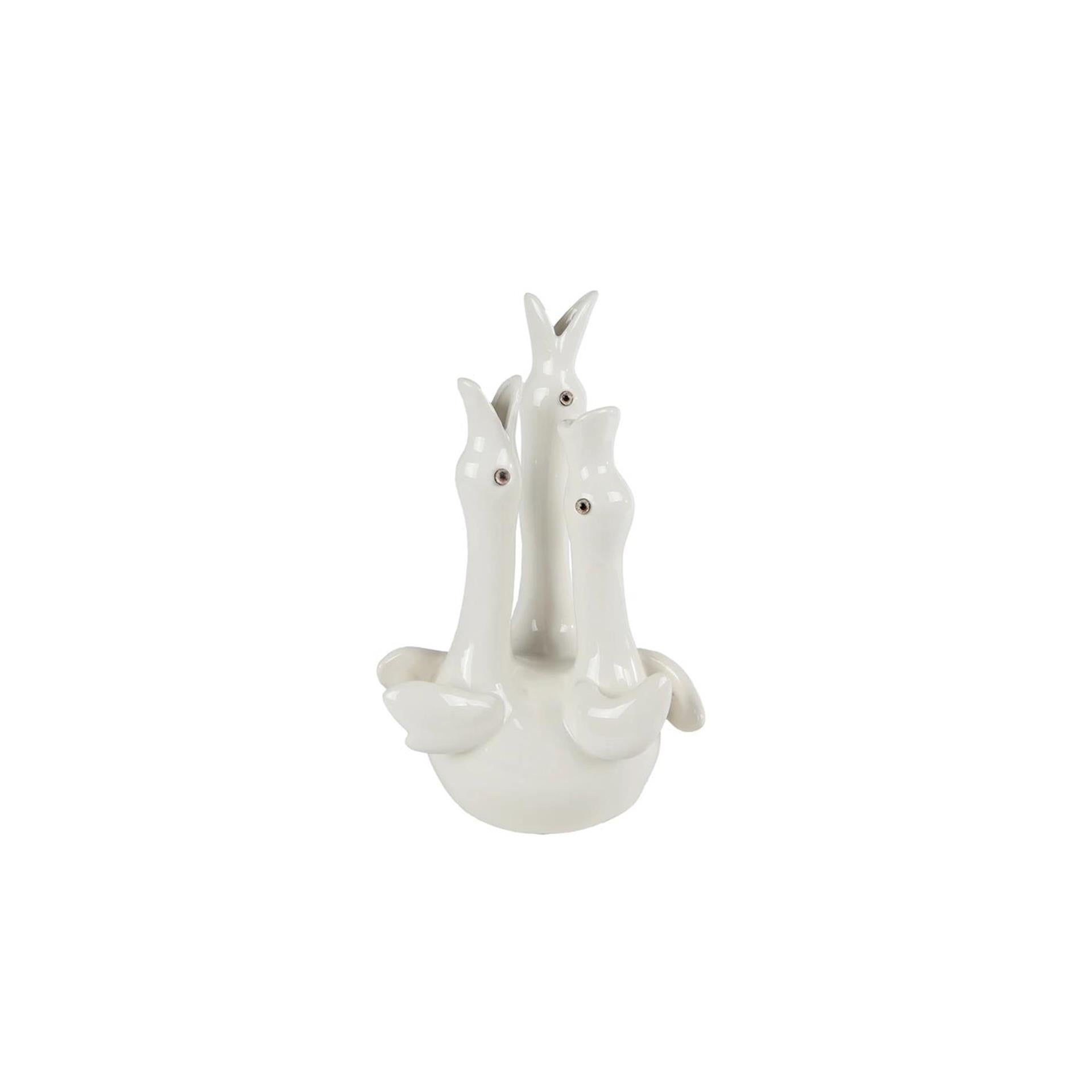 Vase drei Schwäne cremefarben 15,5x13x27,5cm