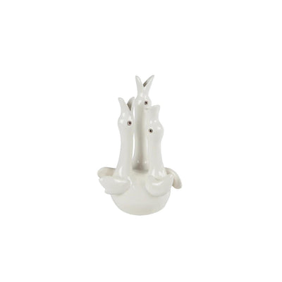 Vase drei Schwäne cremefarben 15,5x13x27,5cm