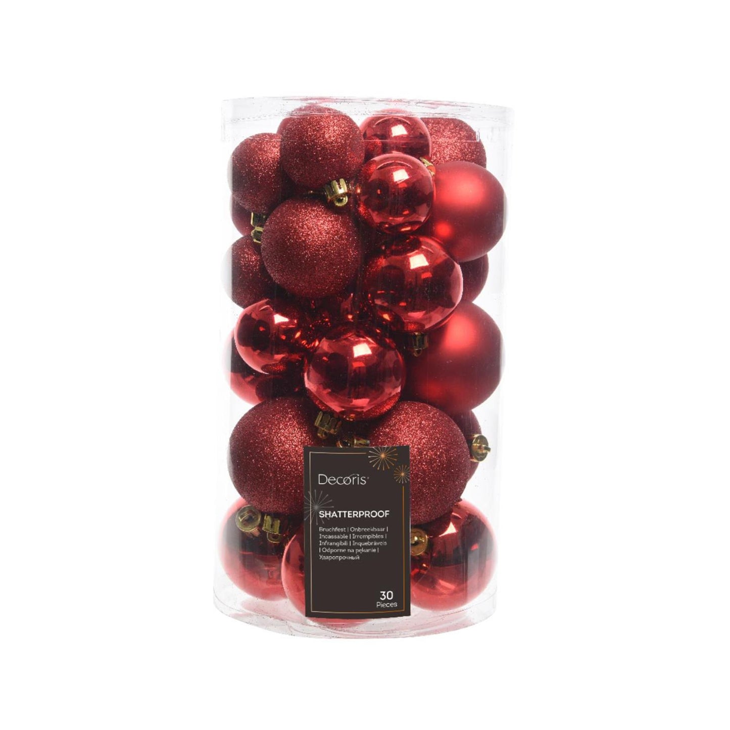 Decoris Weihnachtskugeln Mix Kunststoff rot 30-teilig