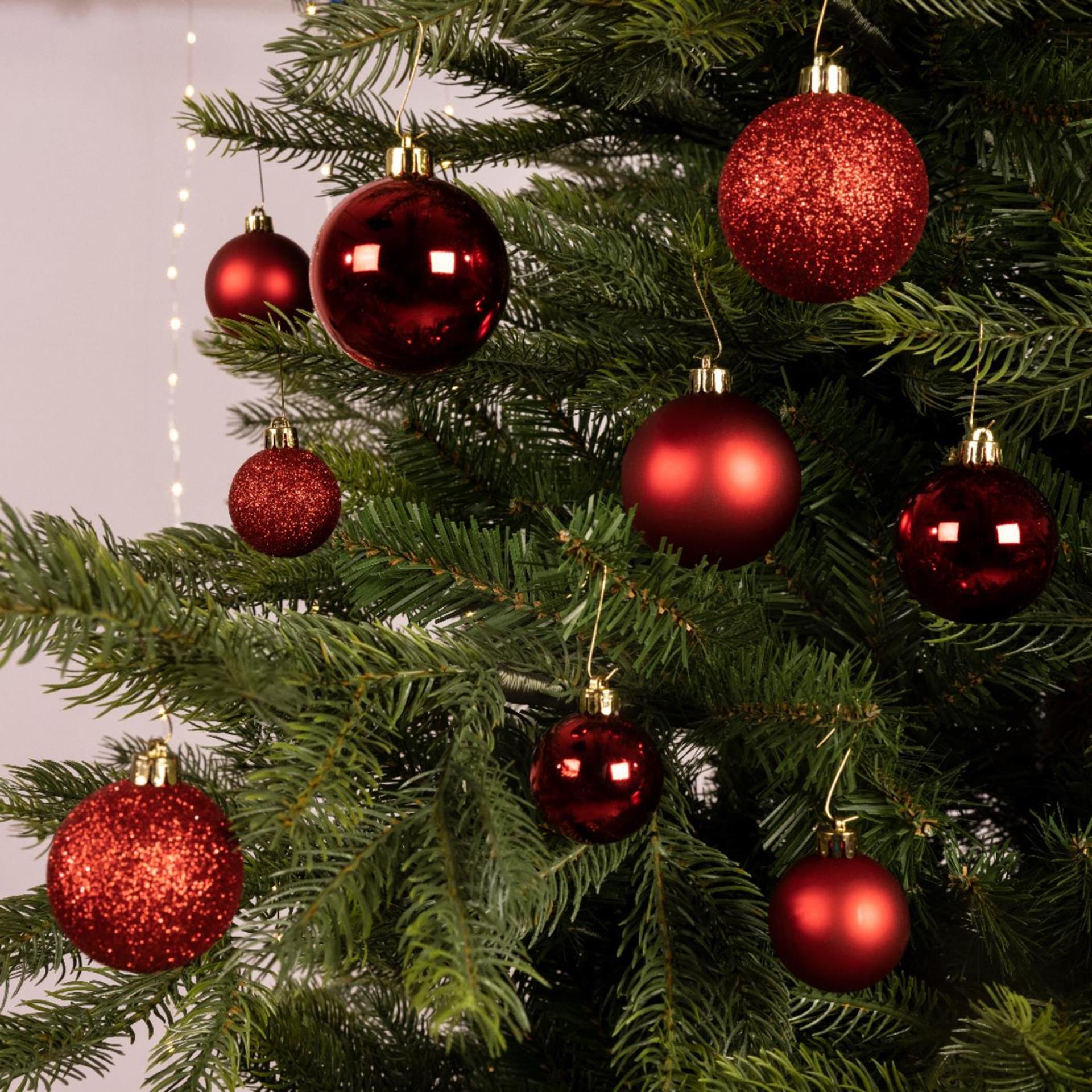 Decoris Weihnachtskugeln Mix Kunststoff rot 30-teilig