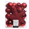 Decoris Weihnachtskugel-Set Kunststoff Weihnachten rot 32-tlg