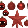 Decoris Weihnachtskugel-Set Kunststoff Weihnachten rot 32-tlg