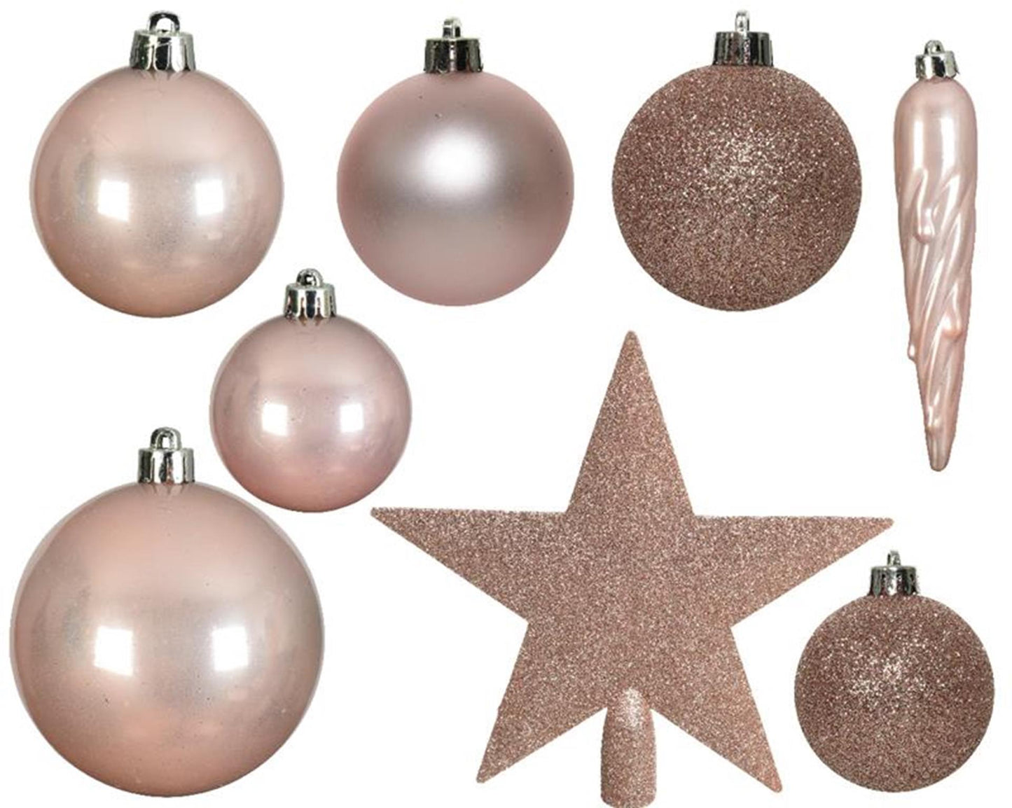 Decoris Weihnachtskugeln Kunststoffmix 33 Stück rosa